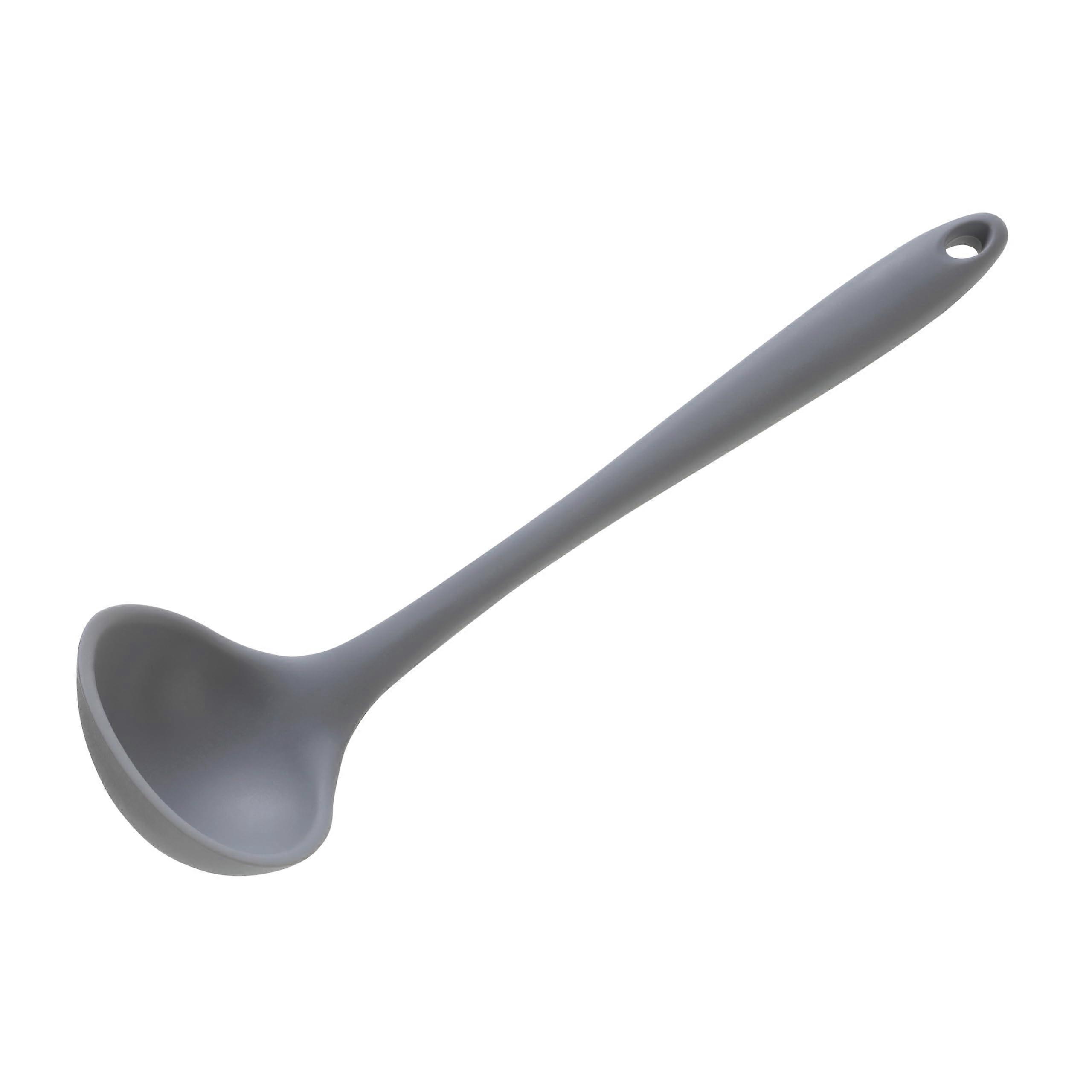 Silicone Ladle HeatResistant Soup Serving Spoon, NonStick, NonScratch, Pebble Grey, 28x8.3x7 cm