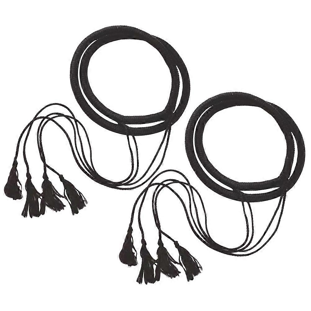 Black Arab Headband with Tassel for Men Decoration 2pcs Middle East Style PU Material