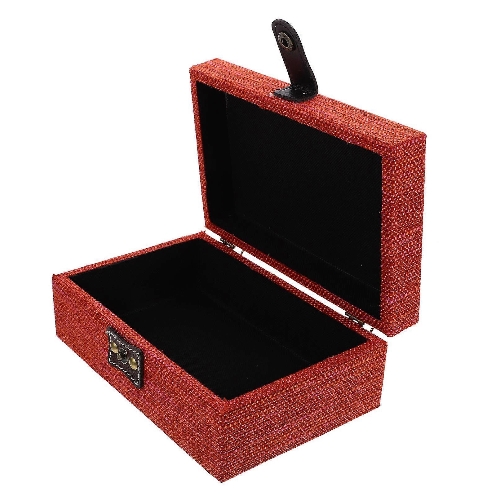 Wooden Jewelry Box with Lid for Storage Use Orange Decorative Vanity Table Organizer 7x5.3x2.8 Inches