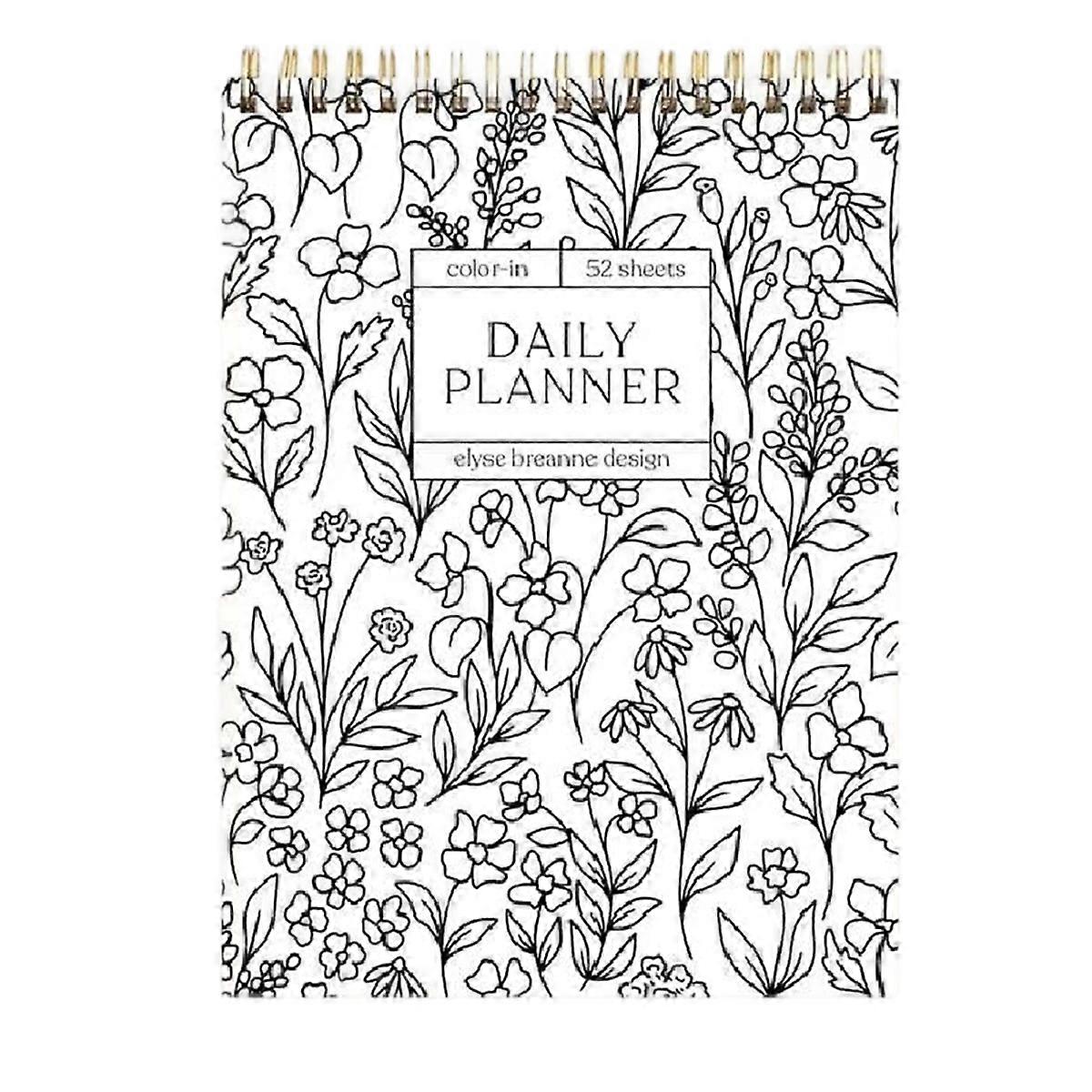 Color-in Spiral Daily Planner for Classroom Office Plan Work Schedule Checklists Planer Book