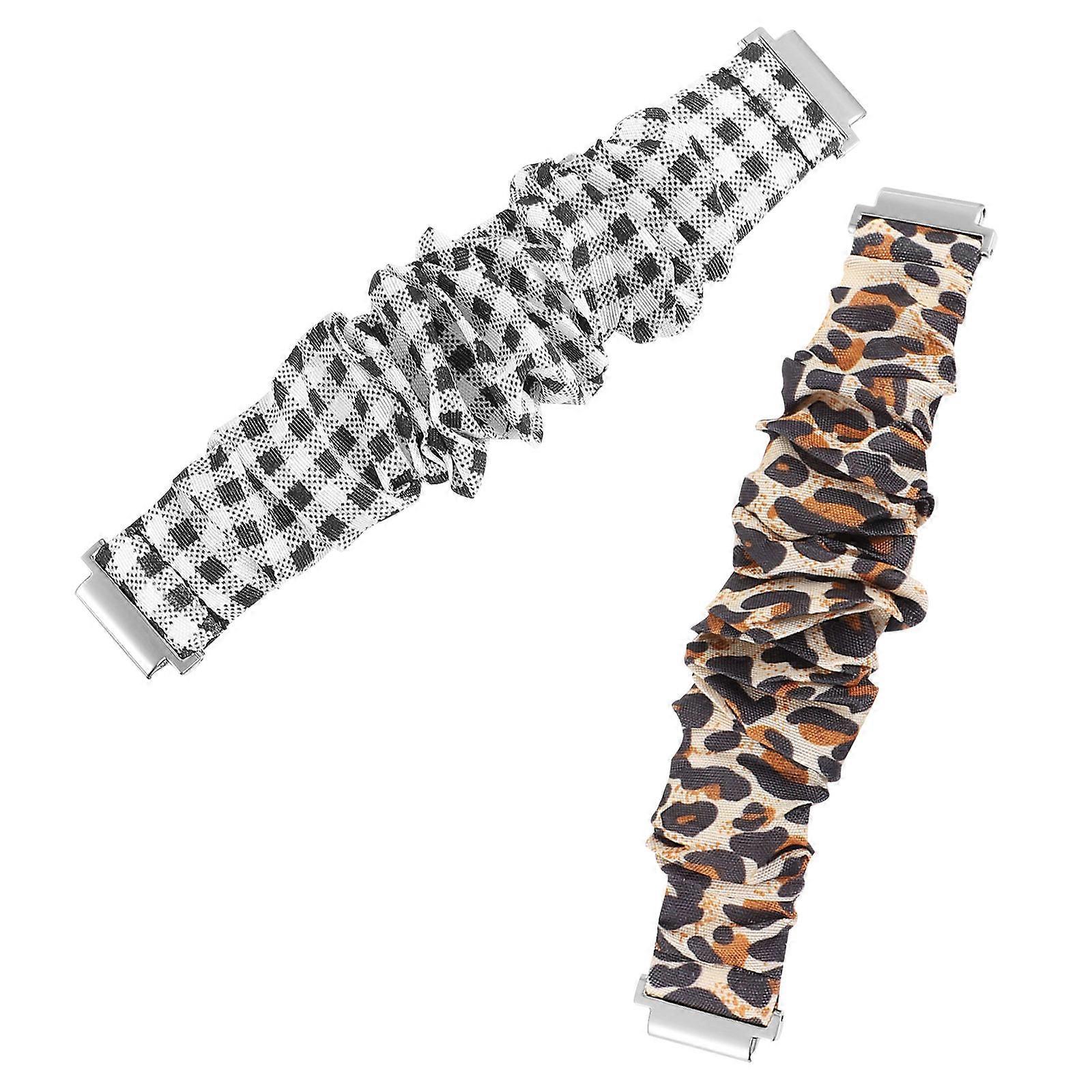 Leopard Print Stretchy Watch Strap Set Comfortable Elastic Band for Smartwatches, Breathable Fabric for Women's Work and Leisure