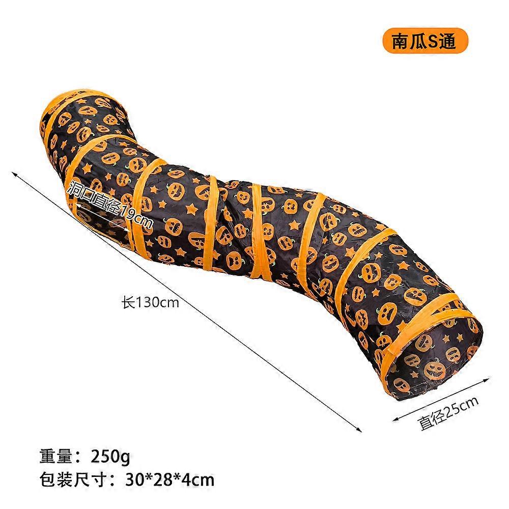 Foldable Halloween Pumpkin Cat Tunnel Portable Pet Play Tube for Cats