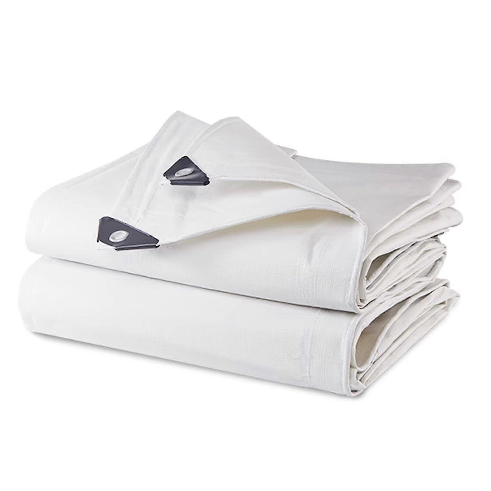 White Tarp Cover PVC Waterproof Heavy Duty Tarpaulin Sheet for Camping and Garden, Multiple Sizes Available 1.5x3m to 4x5m