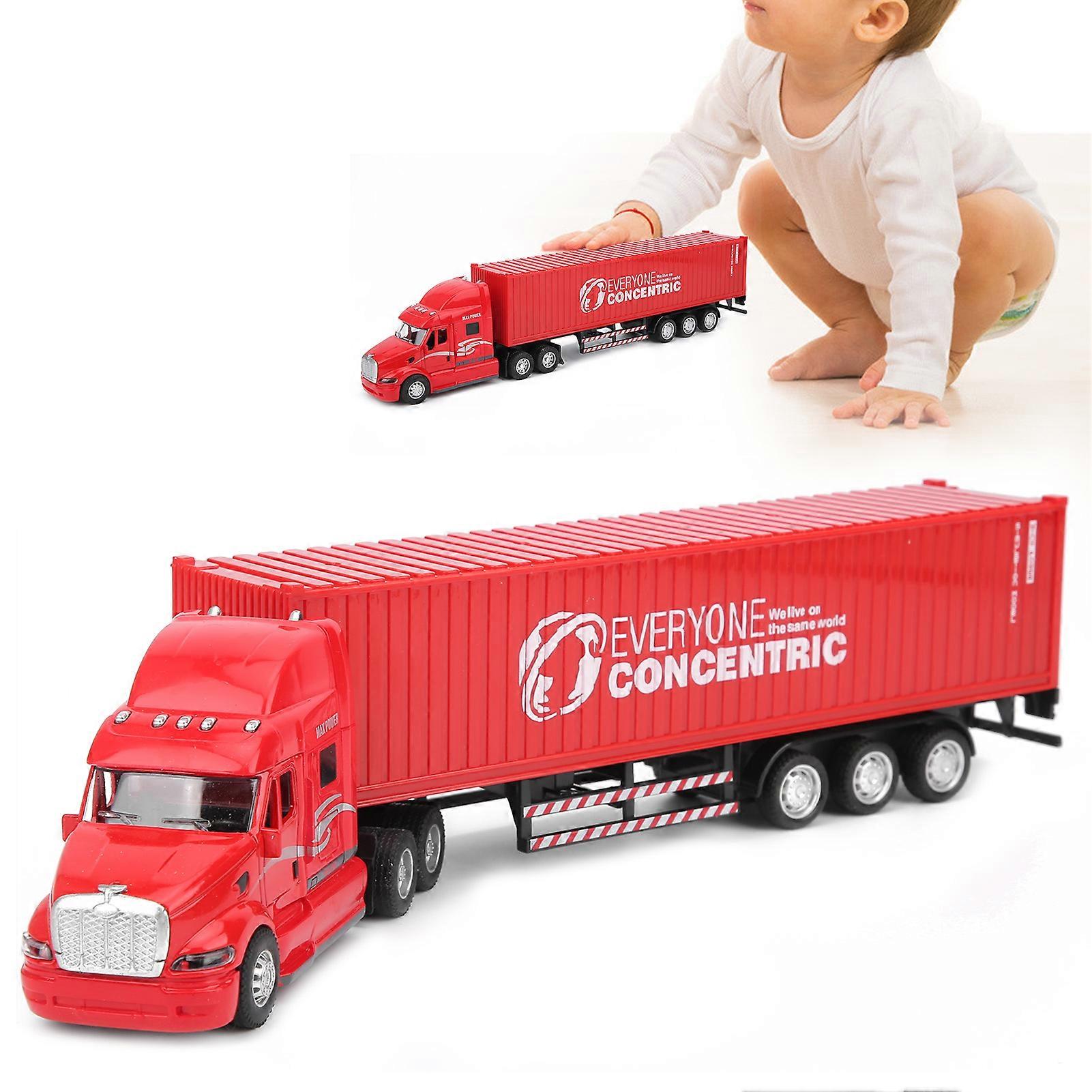 Alloy Simulation Container Car Model Children Kid Pull Back Car Toy with Sound Light(Red )
