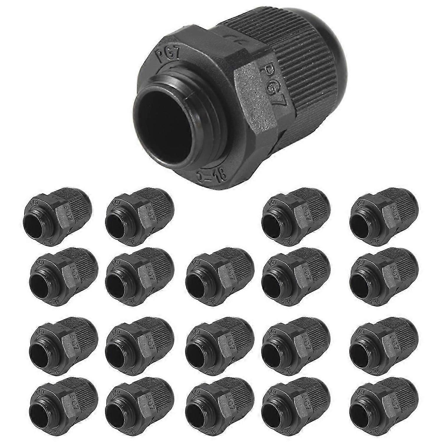 20 Pieces Black Plastic Waterproof Cable Gland Connector PG7