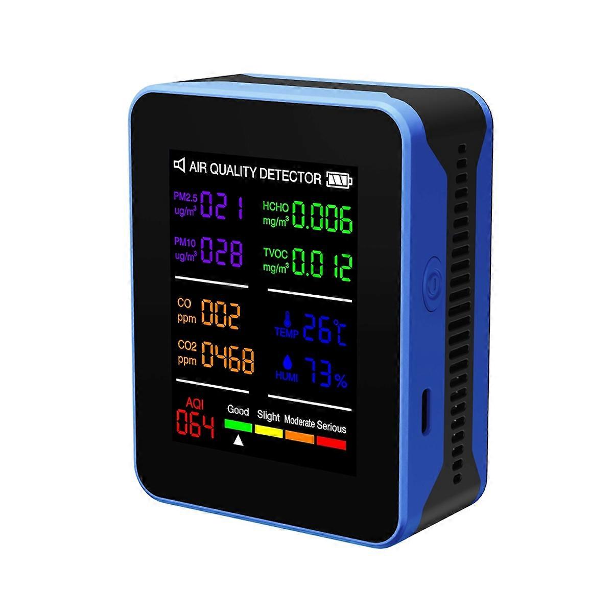 Multifunctional Air Quality Meter Indoor HCHO TVOC Carbon Monoxide CO2 PM2.5 PM10 Temperature and Humidity Detector B