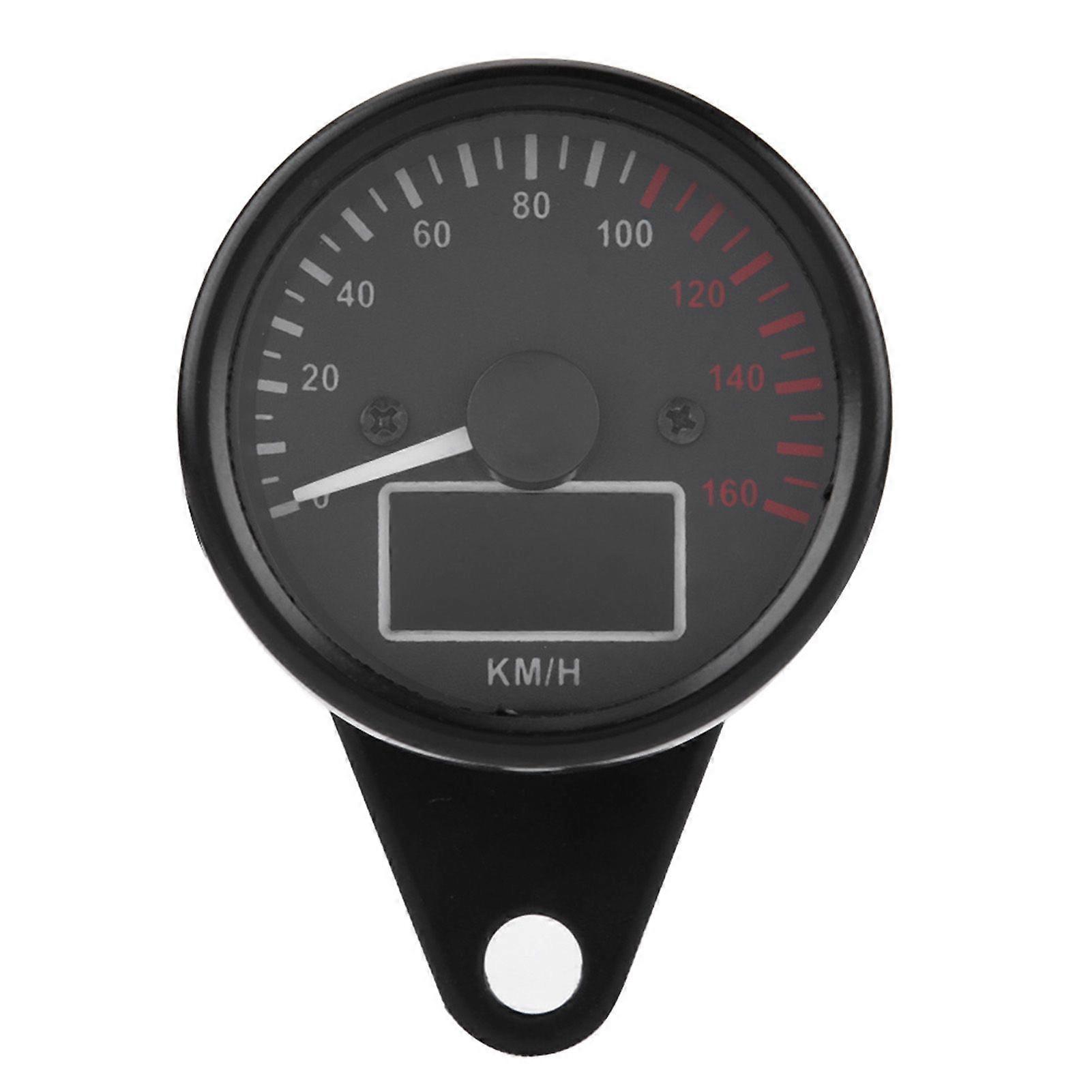 Universal 0~160KM/H Motorcycle Digital LED LCD Speedometer Tachometer Speed Gauge Retro Black