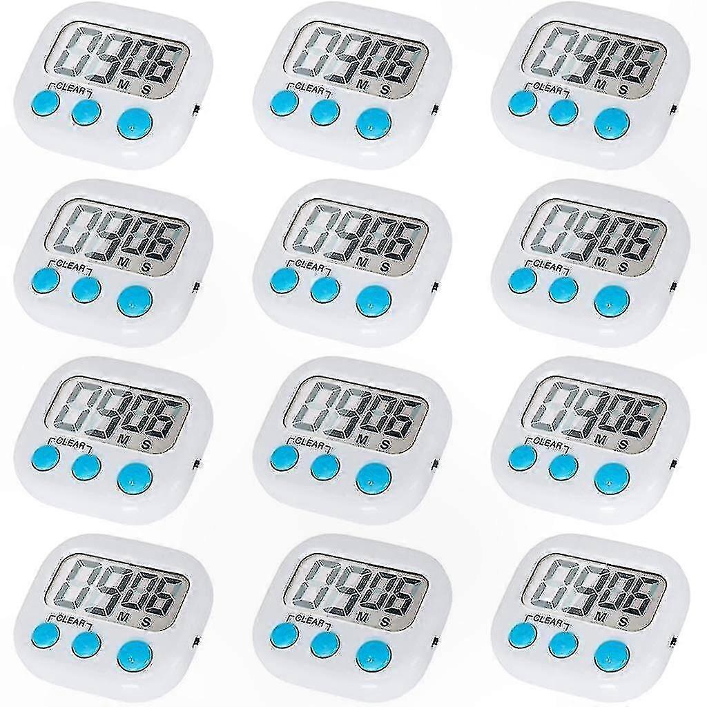 Digital Kitchen Timer 12-Pack with On/Off Switch and Loud Alarm for Cooking