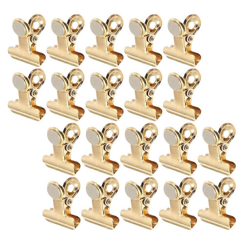 Magnetic Photo Clip Stainless Steel Clips for Whiteboard Use Golden Color Displaying Items 20Pcs
