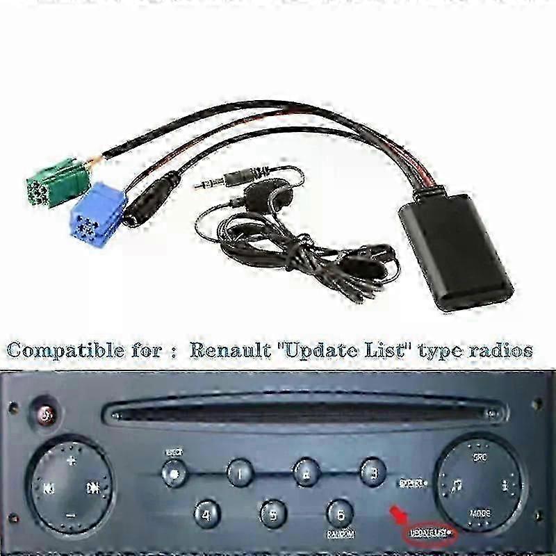 Renault 2005-2011 AUX Bluetooth-adapter med mikrofon för uppgradering av bilradio CD-växlare