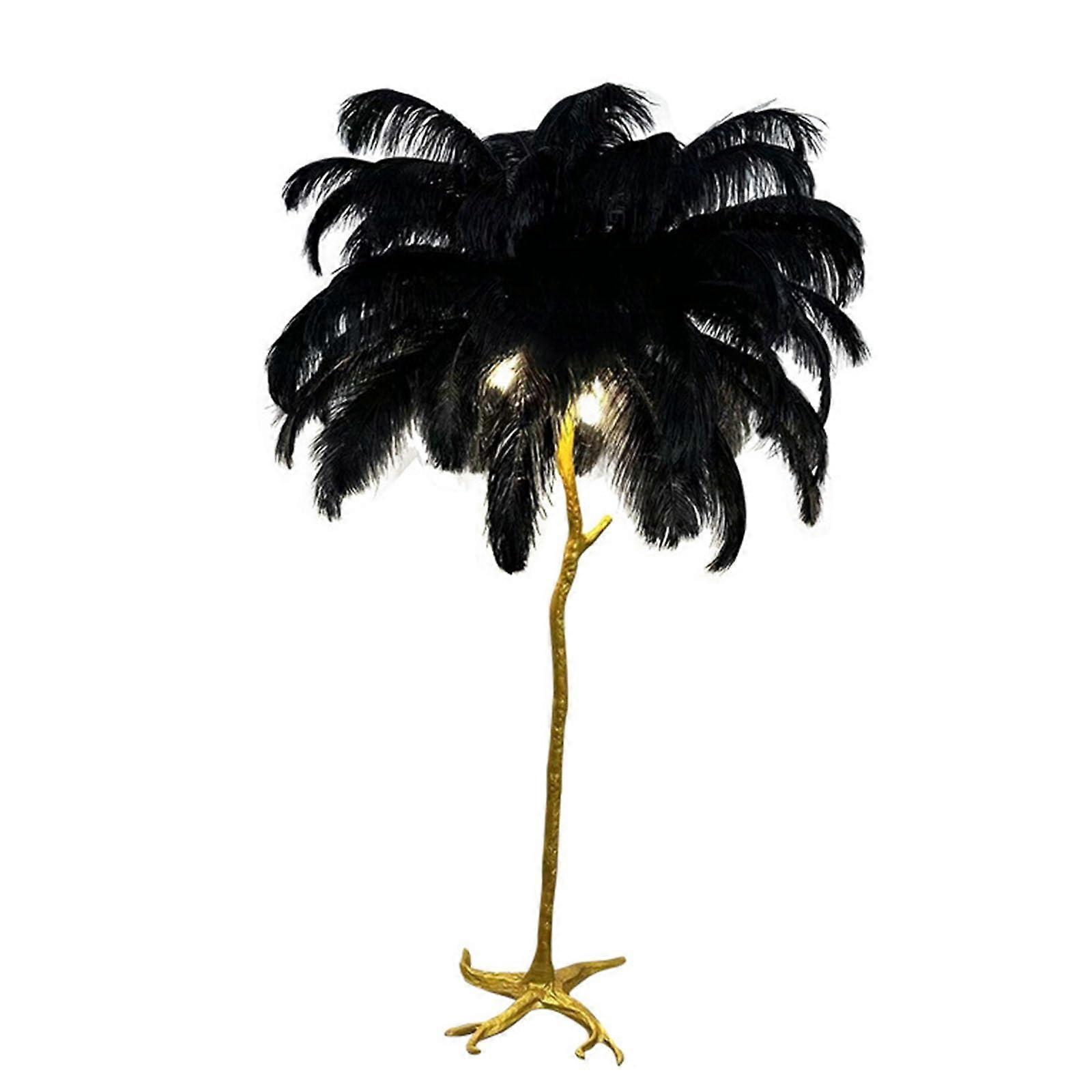 Luxury Feather Standing Lamp With Adjustable Color Lights For Bedroom And Living Room Ostrich Feather Floor Lamp 90cm X H150cm
