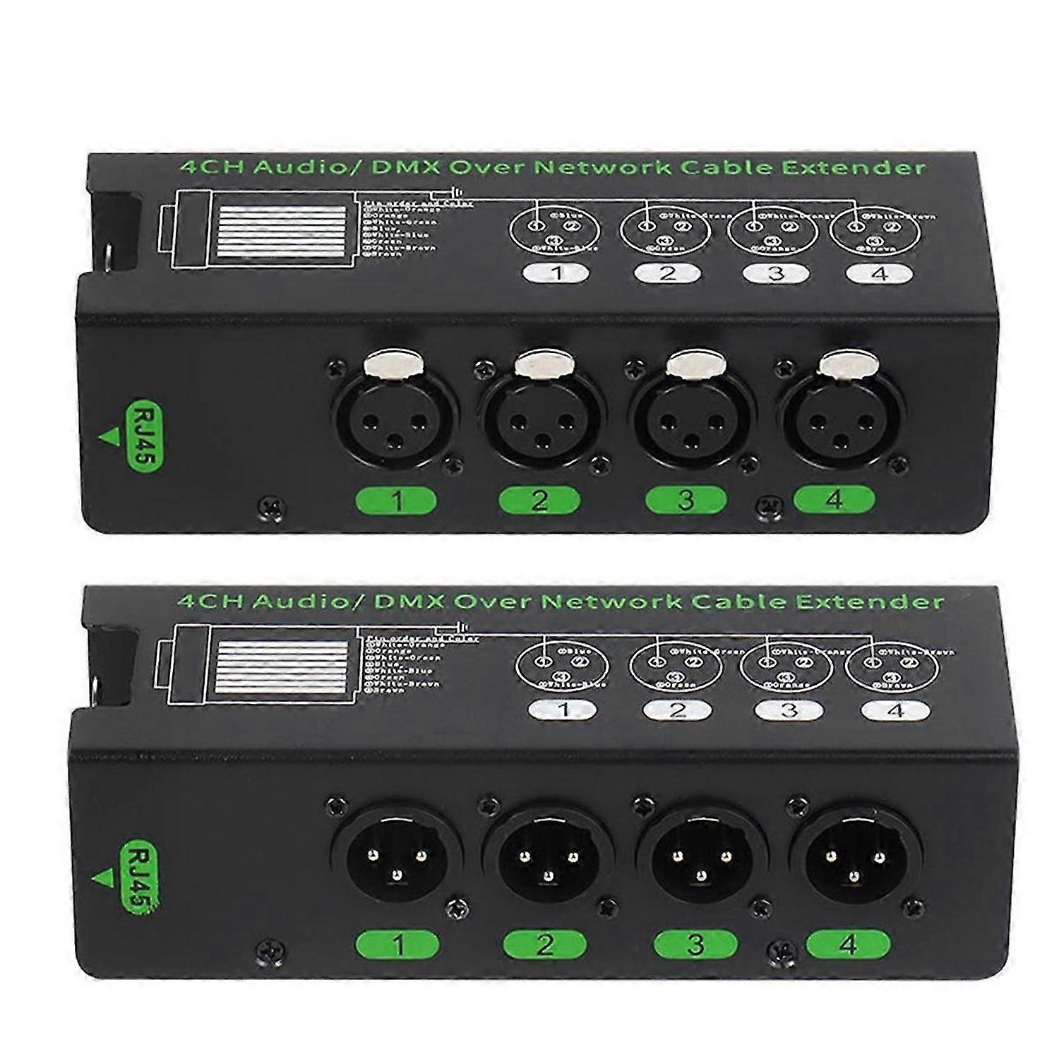 1Pair 4CH 3 Pin Audio/DMX Over Network cable Extender
