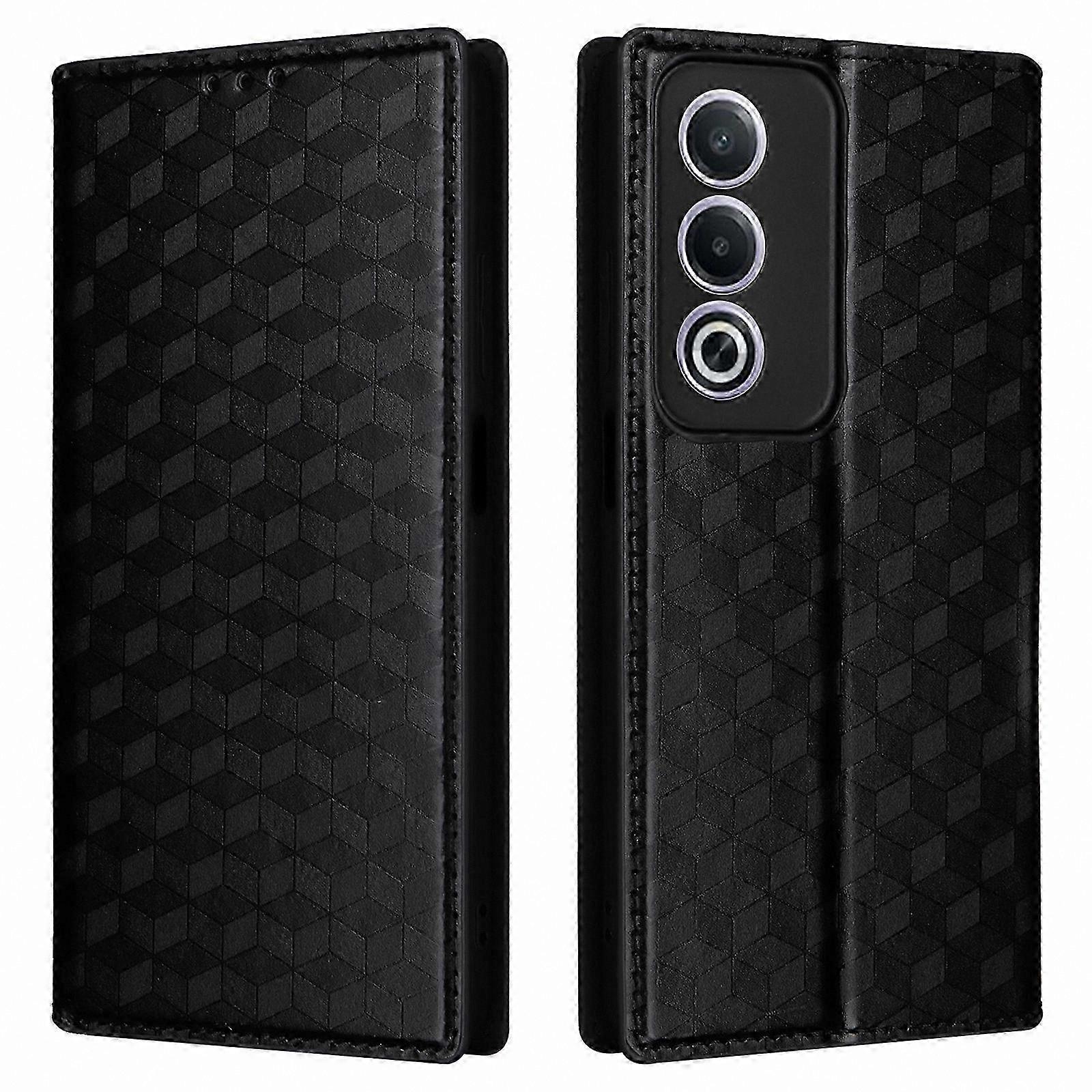 Rhombus Pattern Leather Wallet Case for Oppo A80 5G and A3 Pro 5G Global Use