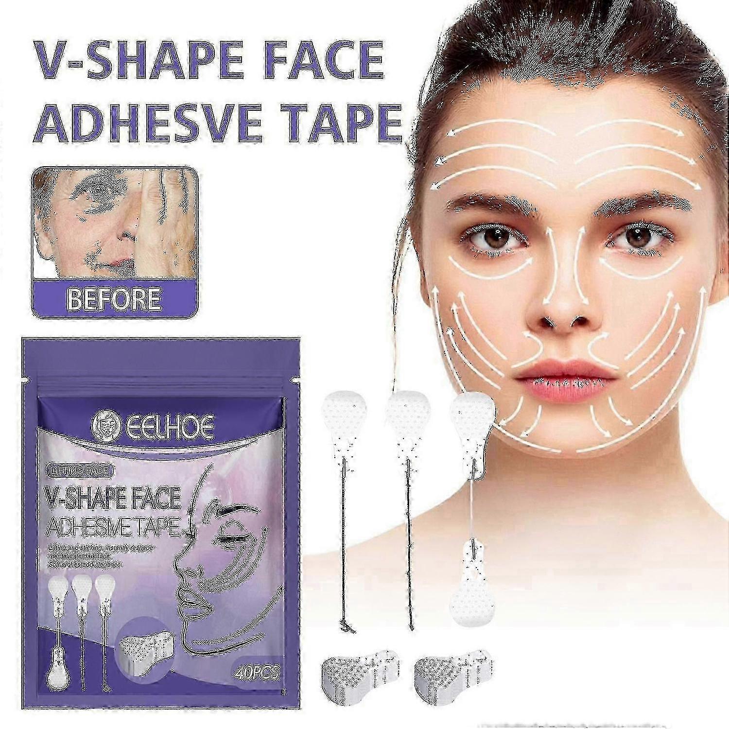 1pc Eelhoe V-shaped Face-lifting Stickers, Face Lifting, Firming, Tightening The Chin, Diluting Fine Lines And Shaping V-shaped~A