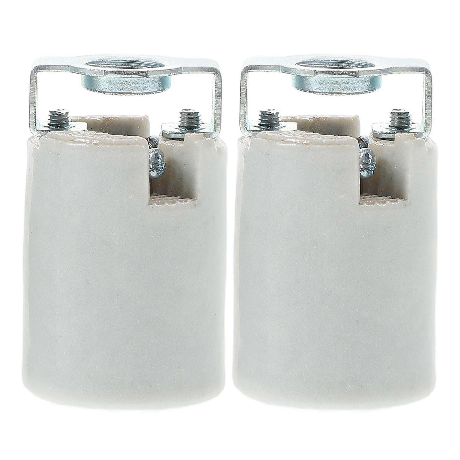 2PCS Ceramic Light Socket E14 Screw in Lamp Holder Porcelain Connector Replacement for LED Bulb