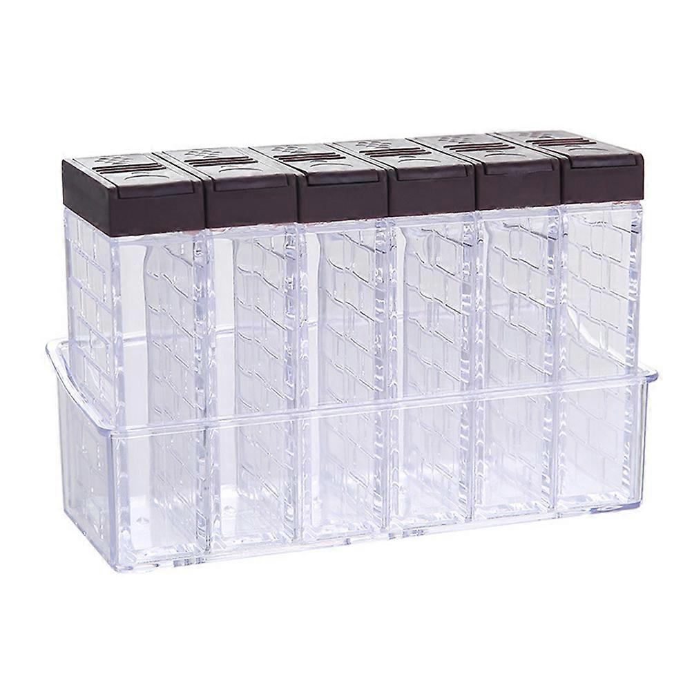 Seasoning Box Set Creative Double-Outlet Lid with 6 Sections for Storage