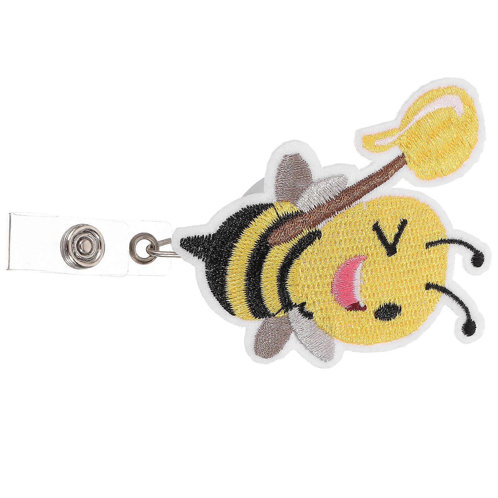 Bee Pattern Badge Clip Name Card Holder for Medical Staff 3Pcs Portable Badges