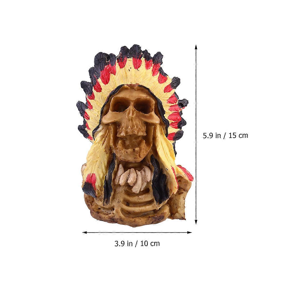 Resin Skeleton Aquarium Ornament for 2Pcs Skull Decoration