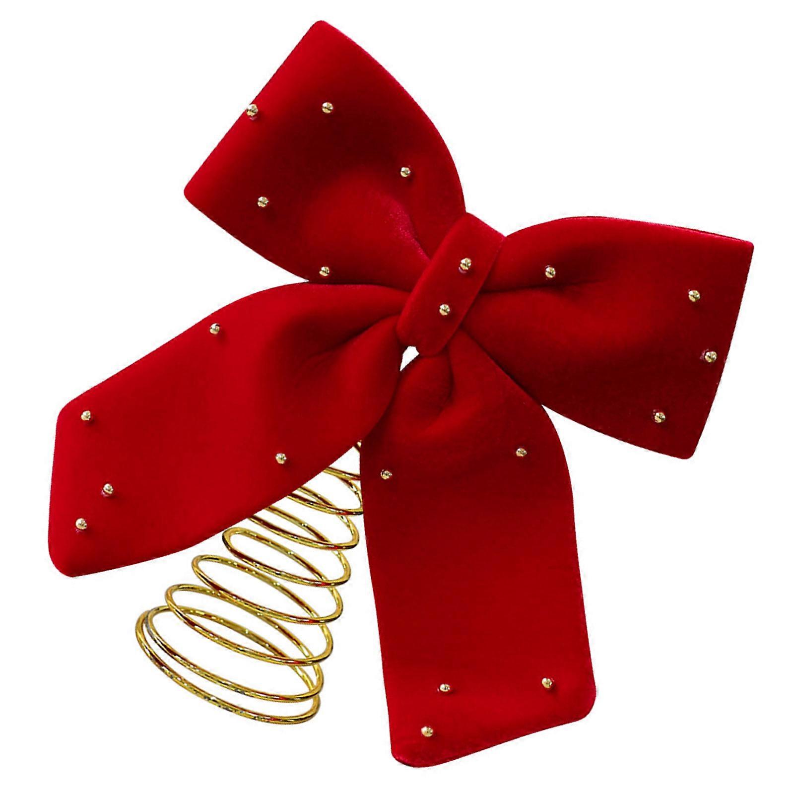 Efficient User Friendly Christmas Tree Toppers Bowknot Crafted From Recycled Metal Durable Fabric Materials Multicolor