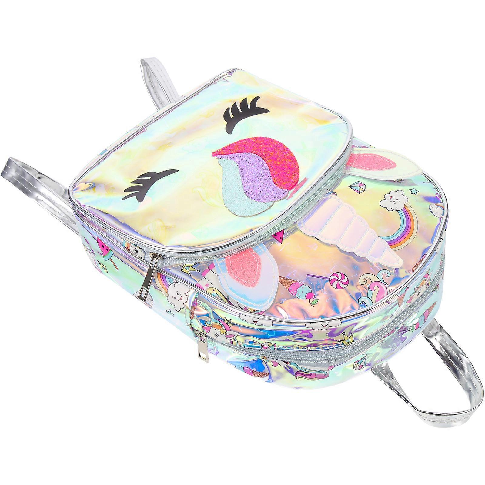 3Pcs Kids Cartoon School Bag In Unicorn Design For Shopping Use Rectangular Shape Multi Color