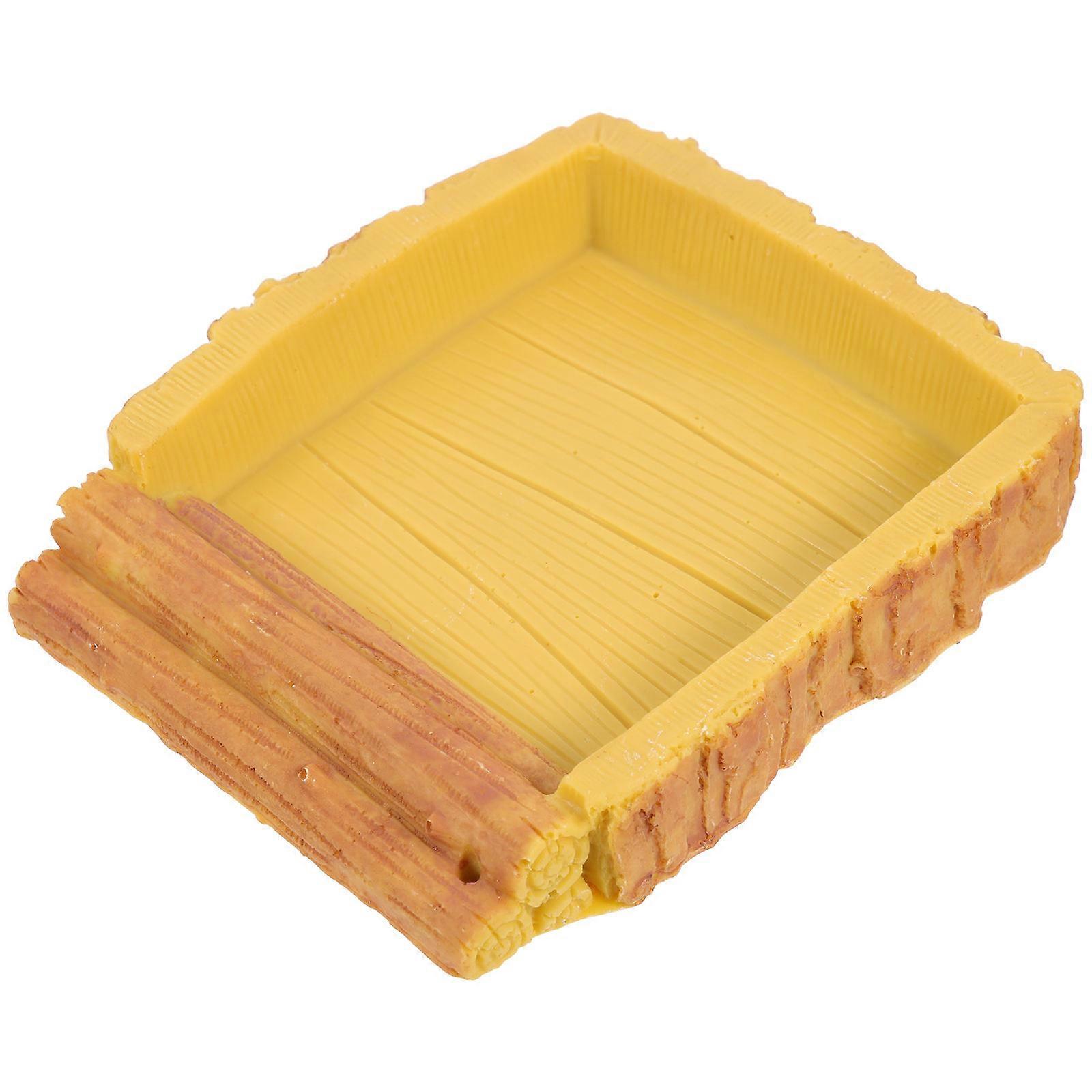 Reptile Water Bowl Turtle Feeding Dish For Terrarium Environment 13.5X10.5X2.2CM Yellow Durable 1Set