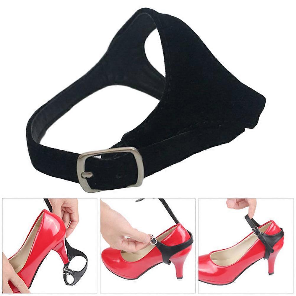 Elastic High Heel Shoelace Prevent Dropping Out Shoes Women 2Pcs Triangle Velvet Black