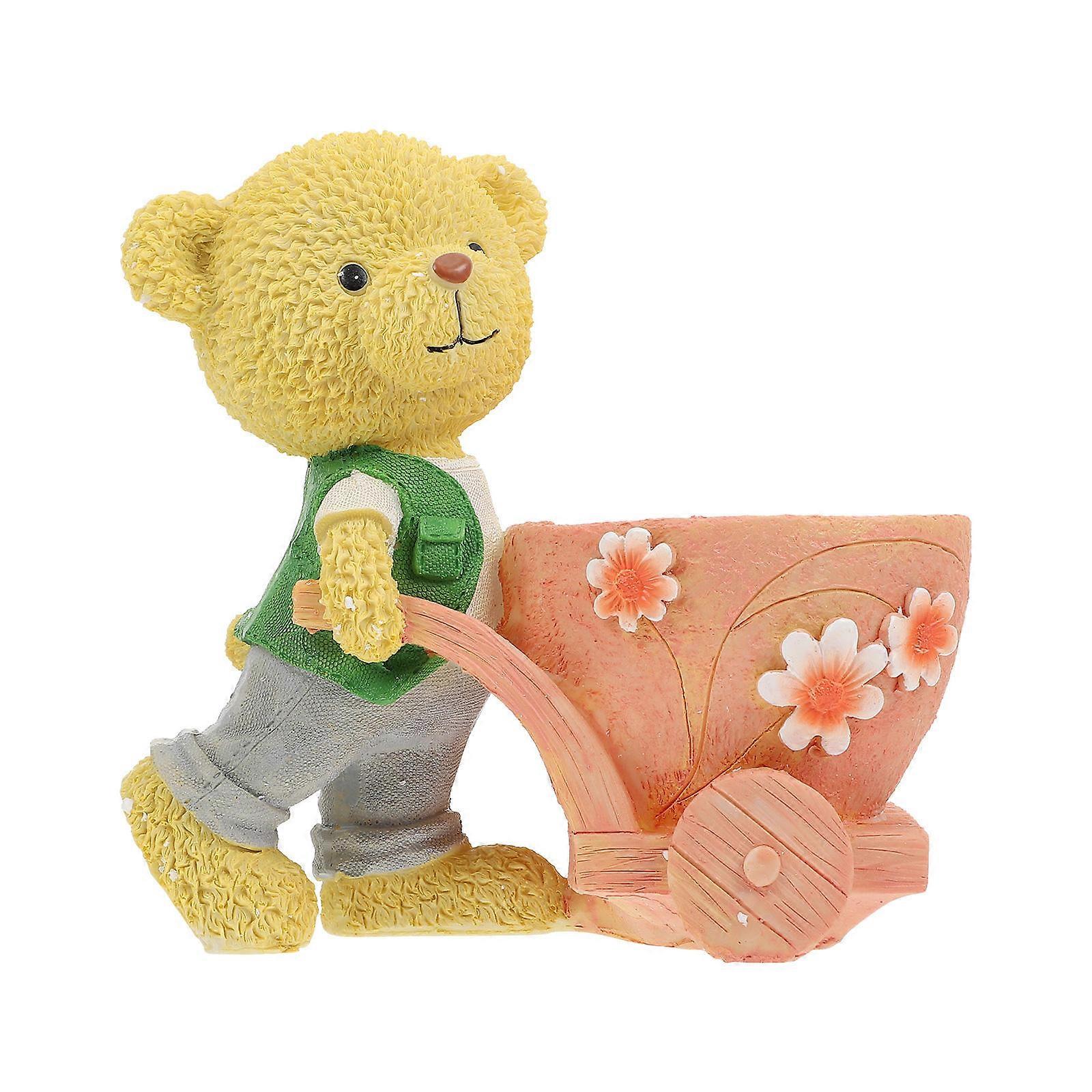 Resin Bear Design Flowers Pot Desktop Planter for Storage 2Pcs