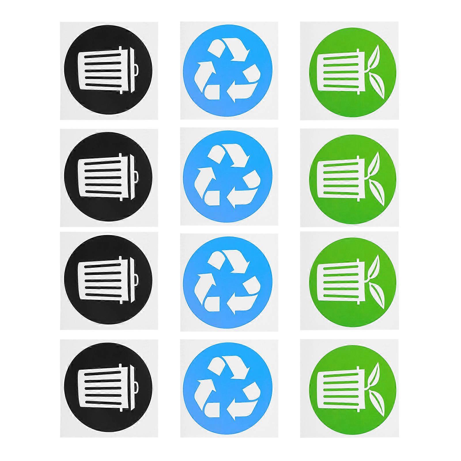 Trash Can Recycling Sticker Adhesive for Sorting Waste 36 Pieces
