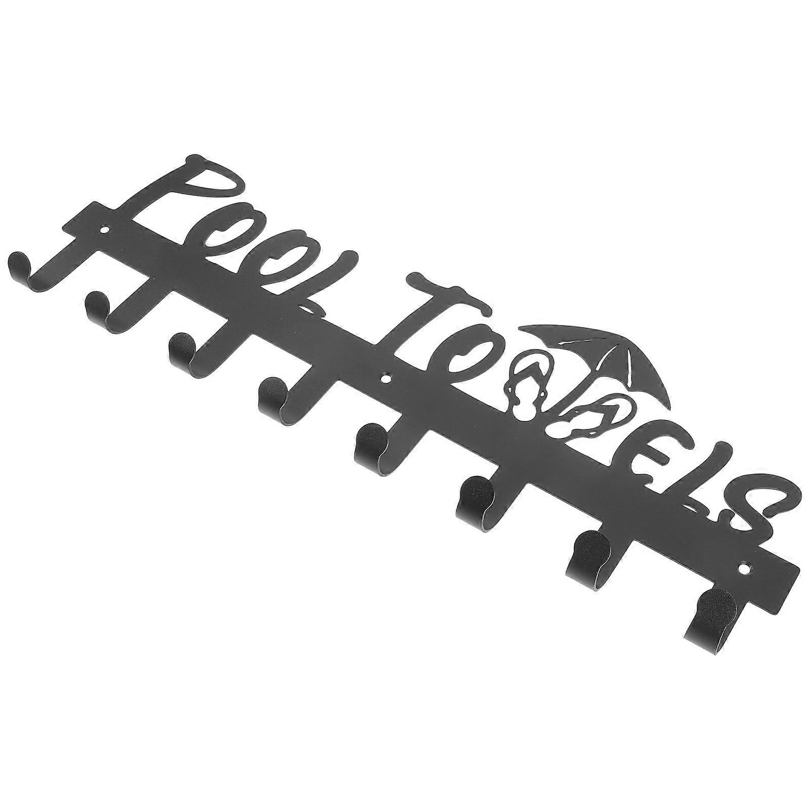 Black Iron Towel Hook Rack for Wall Mounting with Practical Hooks