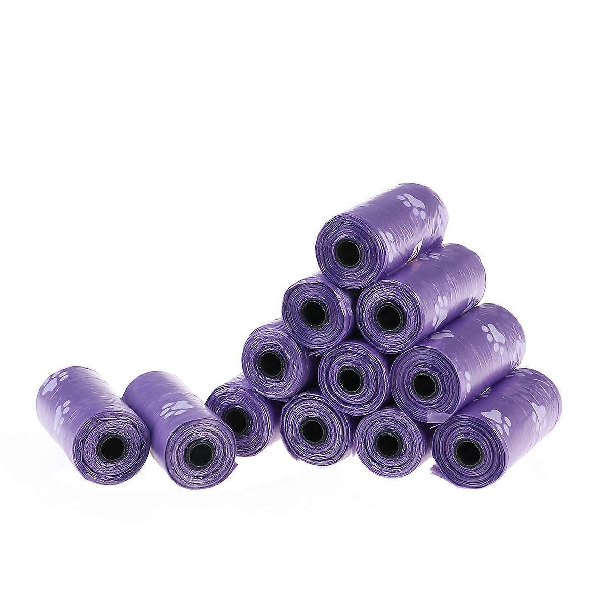 Bolsas de plástico moradas para desechos de perros, 12 rollos