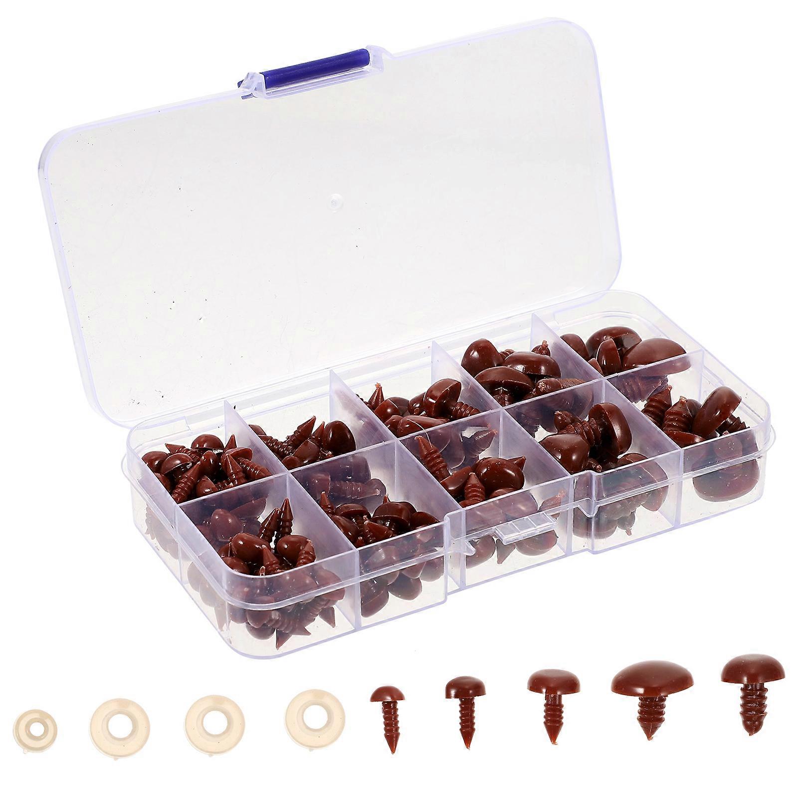 3 Sets of Plastic Safety Eyes and Doll Eyes with Washers for Art Projects DIY Decoration in Brown Oval Shape