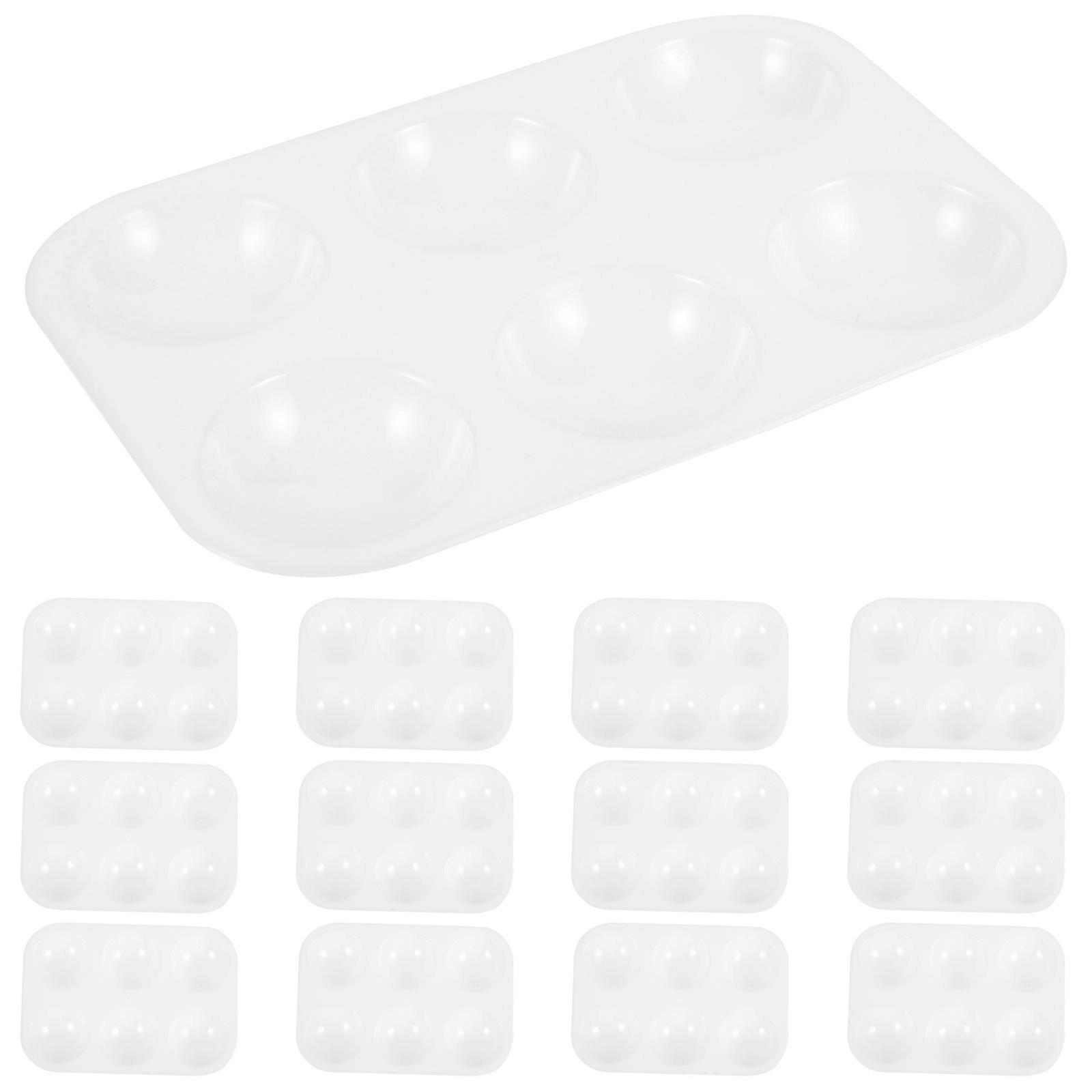 Plastic Six Hole Watercolor Palette Set for Mixing Colors 24Pcs White