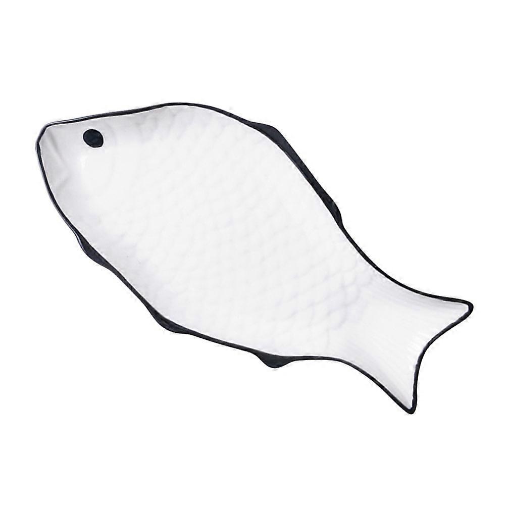 Ceramic Fish Steaming Plate for Home Use 2Pcs White Steamed