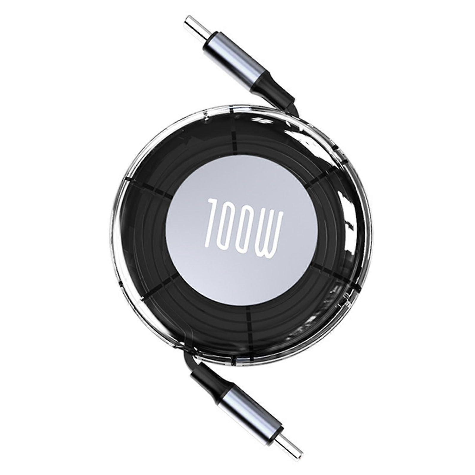 Fast Charging USB-C Type-C Cable 100W Power Delivery for Phones, Tablets, Laptops, Extendable Length, Black