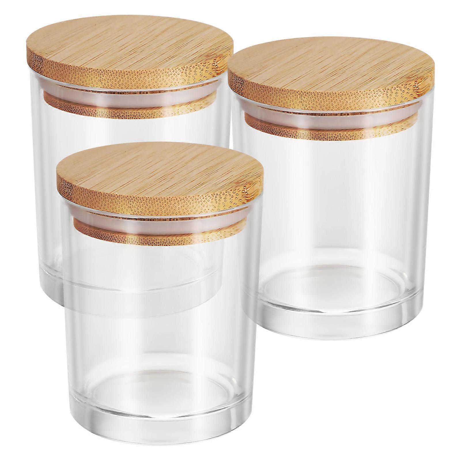 3Pcs Glass Candle Jars with Lids for Candle Storage Transparent