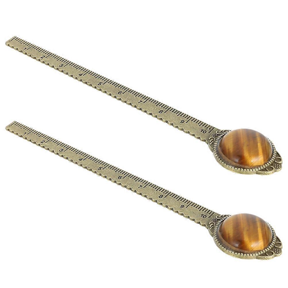 Metal Bookmark for Reading with 10Pcs Crystal Stone and Ruler Bookmarks