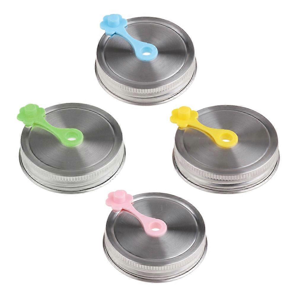 Mason Jar Straw Lids for Leak Proof Storage 12Sets Silver Canning Covers