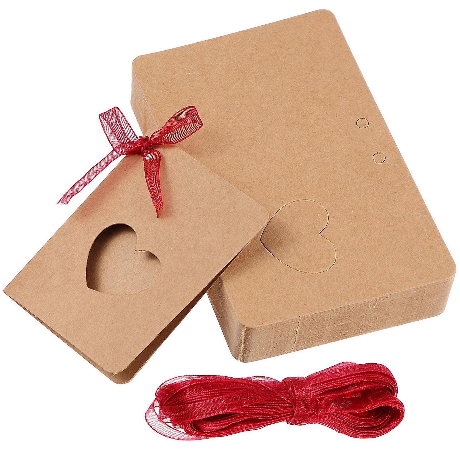 Red Rope Kraft Paper Tag for Writing Hollow Heart Shape 250Pcs