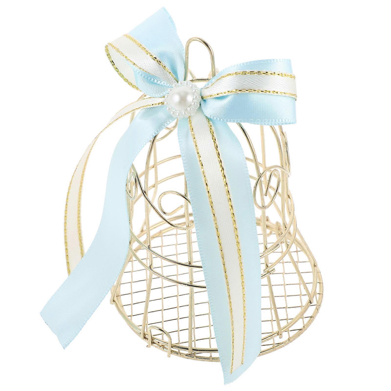 5Pcs Sky-Blue Metal Candy Box for Wedding Birdcage Candy Packaging Use