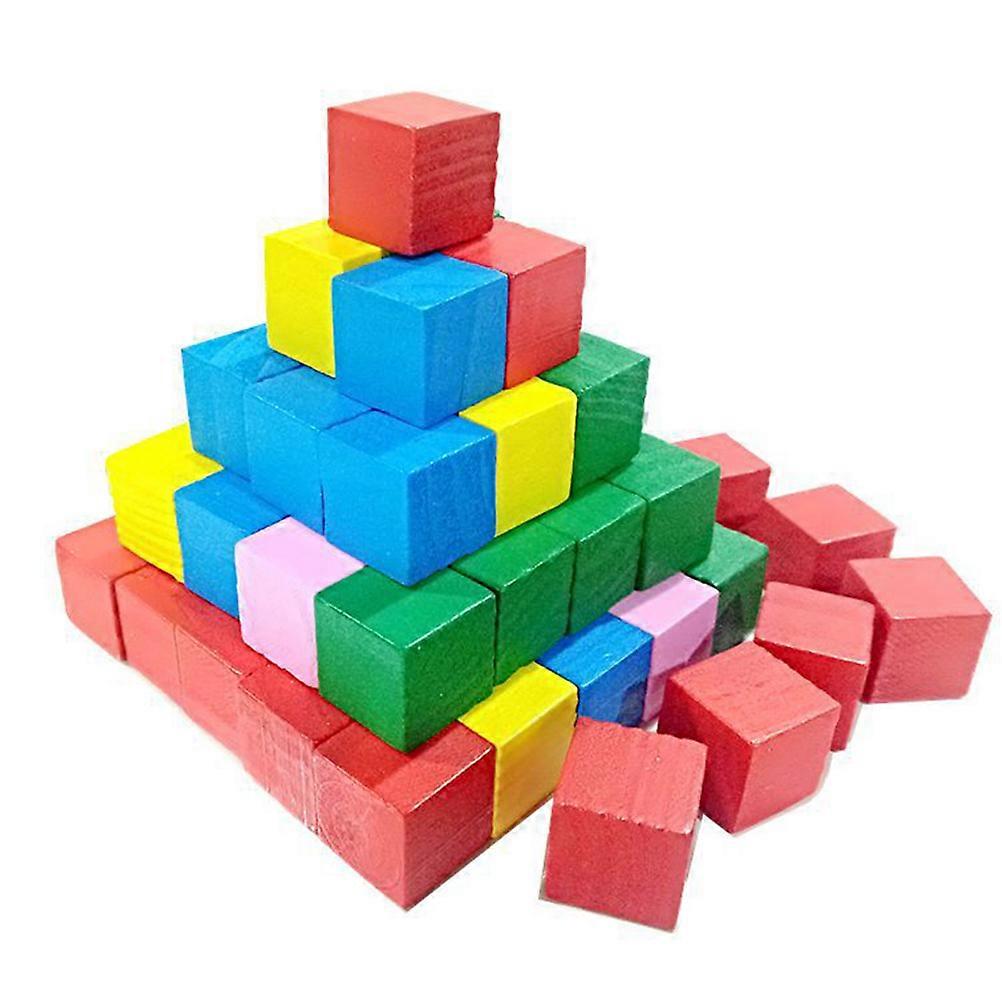 Small Wooden Cube Block for Crafts 100Pcs Assorted Color Wood Cubes