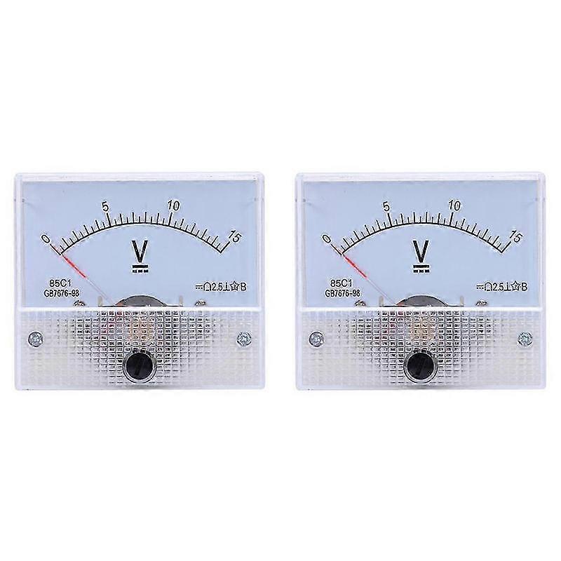 2X Pointer Type DC Voltmeter, 85C1 DC 0-15V Mechanical Analog Voltage Panel Meter