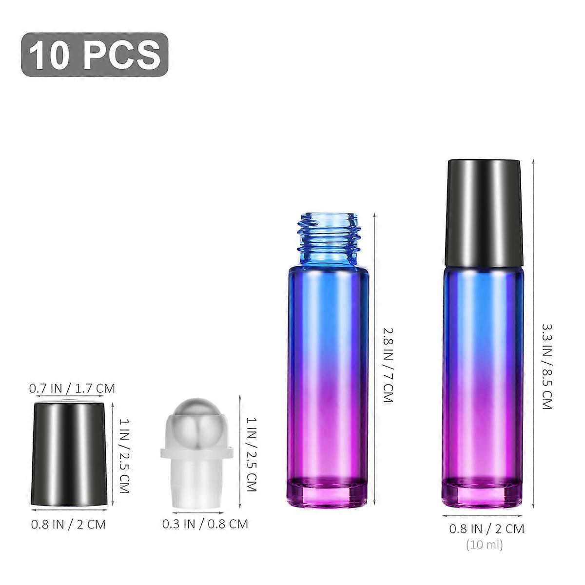 Gradation Glass Roller Bottles for Storage Oil with 10Pcs Blue Gradient Set
