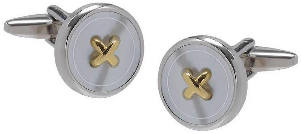 David Van Hagen Cross Button Cufflinks - Blue/Gold