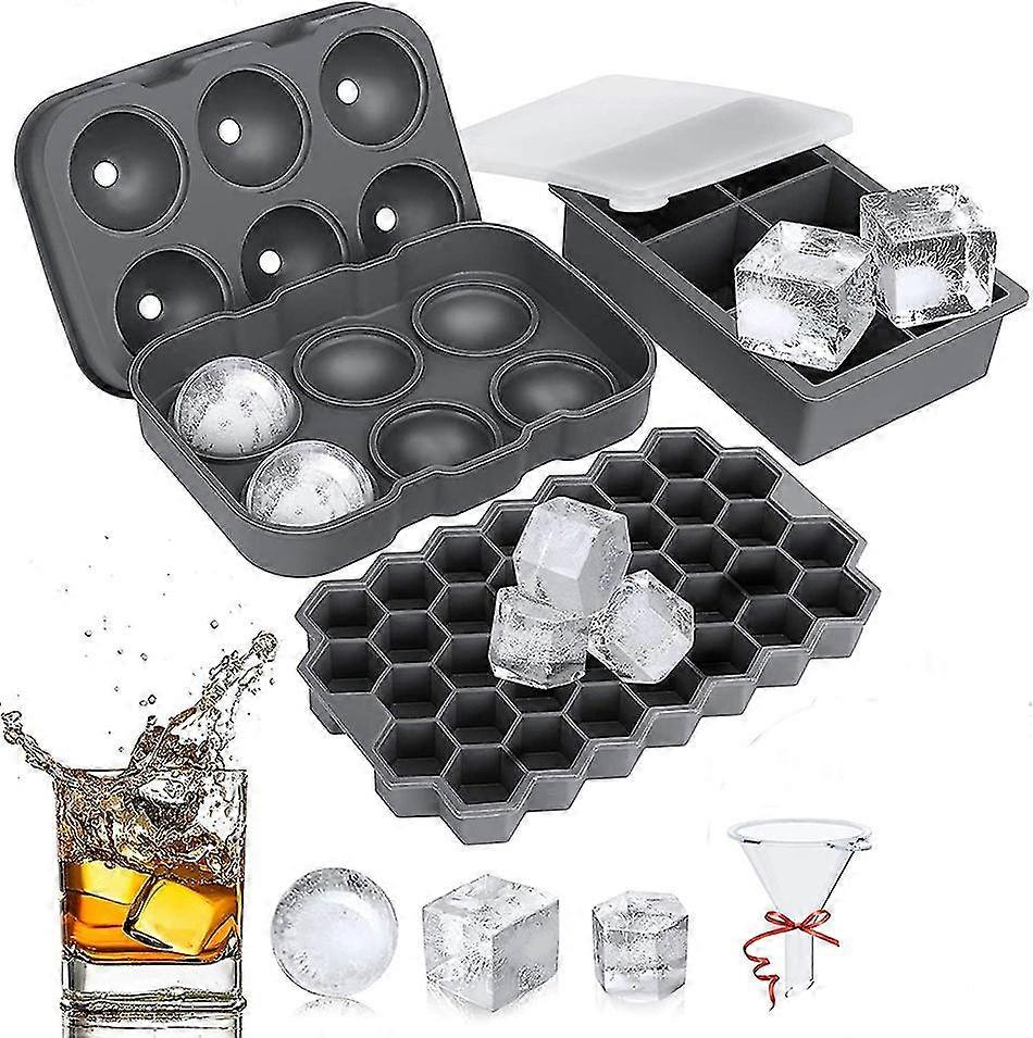 3pcs Ice Cube Trays Silicone Ice Cube Tray With Lids, Ice Cube Mold 25-26s