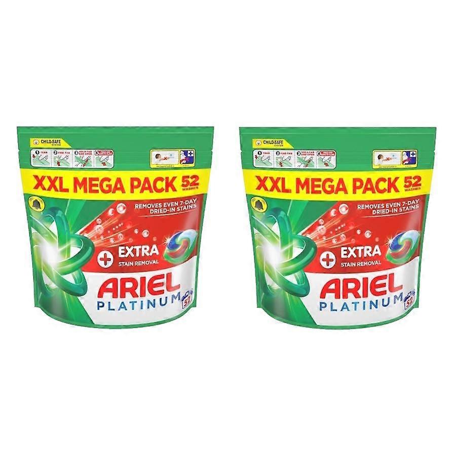 Ariel Platinum Laundry Pods with Extra Stain Removal - 52 Washes (2 Pack)