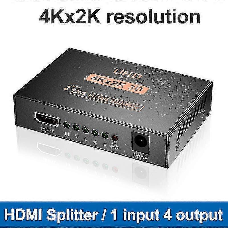 4K HDMI Splitter Switcher 1 In 4 Out 1080P Video Display Converter HDMI-compatible Video Switch Box Screen Duplicate Amplifier for HDTV DVD PS3/
