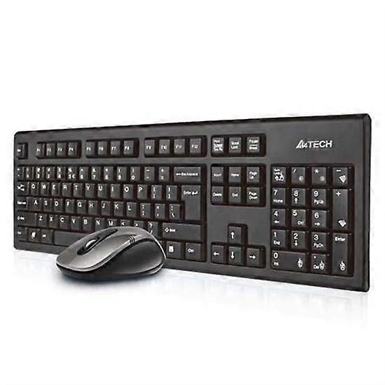 A4tech 7100n stolní klávesnice a myš, součástí balení, bezdrátová RF, QWERTY, anglická, černá