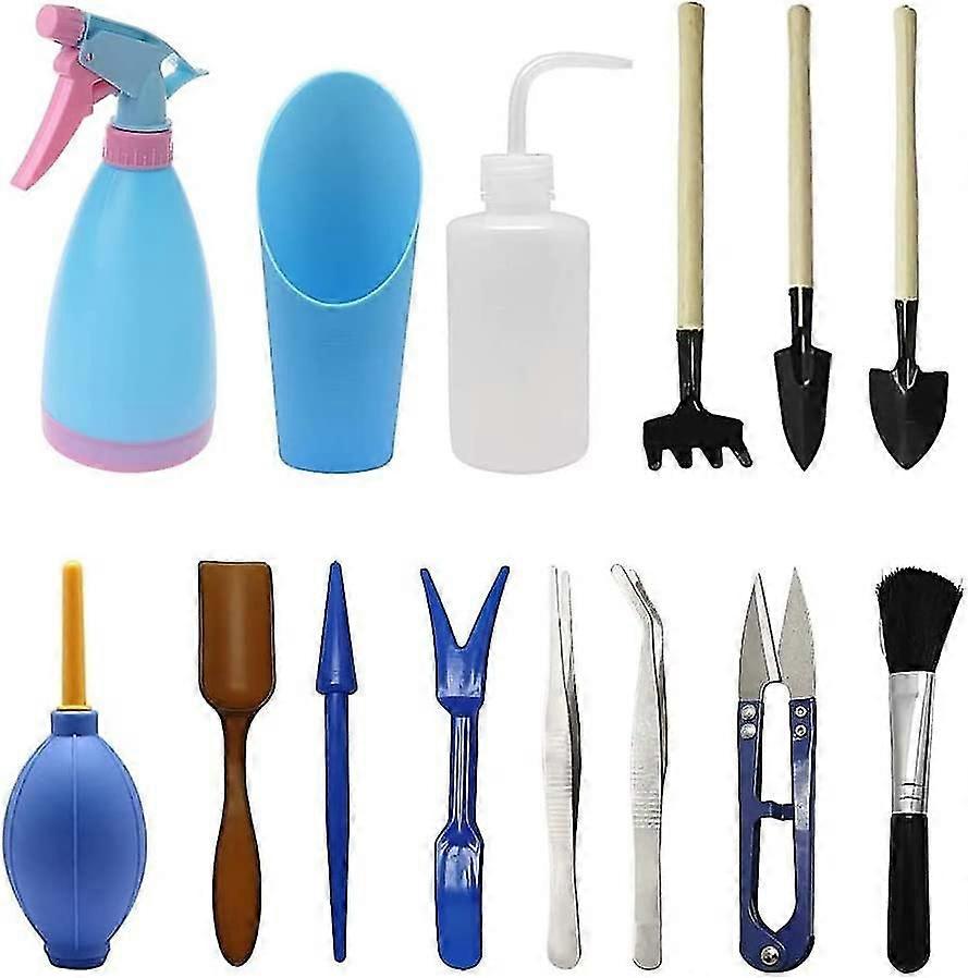 Gardening Tool Kits, 14pcs Succulent Garden Kit Mini Garden Tools, Gardening Tool Kit with Pruning Shears Scissors Mini Rake Bud and Leaf Trimmer