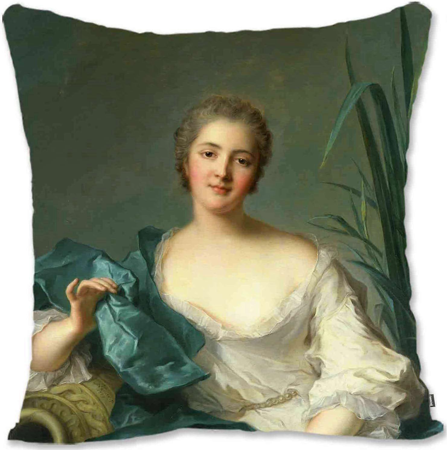 c755装飾トス枕カバープロテクタールネッサンスロココの女性の肖像画アート - ゲインズバラ - マリーアングリケオランプロシュシュアールドモルテマール