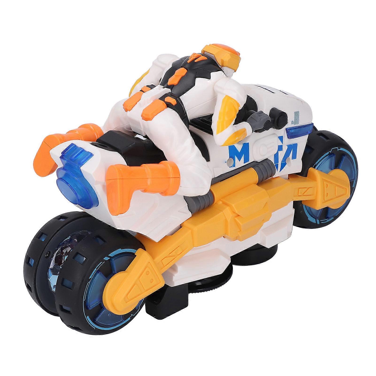 Stunt Transforming Motorcycle with Music Light 360 Degree Rotating Battery Powered Stunt Motorbike Toy 